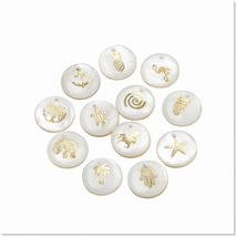 60 Pcs Natural Freshwater Shell Beads with Golden Plated Charms - 12 Patterns, F - $52.46