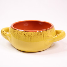 De Silva Soup Bowl 5&quot; Yellow Glazed Brown Terracotta Two Handled Crock I... - £9.21 GBP