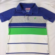 Wrangler Boy&#39;s Toddler Size 4 XS Short Sleeve Blue/Green/White Polo Shirt - £3.14 GBP