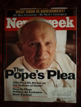 NEWSWEEK April 10 1995 Pope John Paul II Clinton Vs Gingrich Eazy-E Aids - £6.92 GBP