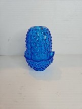 Vintage Fenton Glass Colonial Blue Hobnail Fairy Lamp 5” 2 Piece Stunning - $60.76