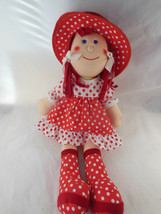 Layna Doll made in Spain 16&quot; Cloth plush Red and white dotted doll dress... - $371.47 MXN
