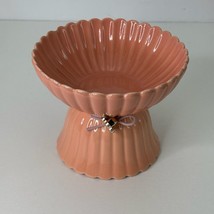 Dexypaws: Elevated Ceramic Bowl For Cats - Peach Tone Flower  8.45oz Cap... - $477.79 MXN
