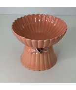 Dexypaws: Elevated Ceramic Bowl For Cats - Peach Tone Flower  8.45oz Cap... - $466.73 MXN