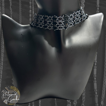 Blue Gray and Black Beaded Lattice Choker Adjustable Necklace Womens Jewelry Y2K - £18.38 GBP