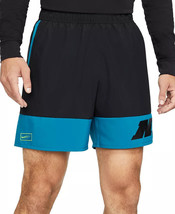 Nike Men&#39;s Dri-FIT Colorblocked Sport Clash Training Shorts in Black/Blue-XL - £23.67 GBP