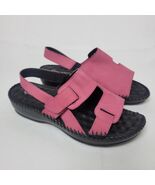 Ladies Sandpiper Leather Slingback Sandals Fastening Pink Black Beach Co... - $438.44 MXN