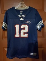 Majestic New England Patriots #12 Tom Brady Shirt Youth Medium NFL Blue - $14.85