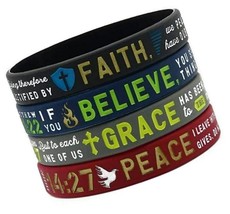 Faith, Believe, Peace, Grace Silicone Bible Bracelets - for - $47.83