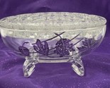 Viking Glass SCROLL FORM Clear Forest Silver Overlay Oval Bowl Flower Frog - $85.49