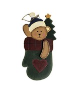 Wooden Teddy Bear Mitten Heart Christmas Tree Hanging Large Oversized Or... - $5.93