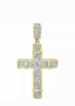 10K Yellow Gold Diamond Dome Cross Pendant 1.60&quot; Unisex Pave 1CT - £511.20 GBP