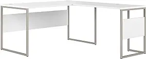 Hybrid L Shaped Table Desk With Metal Legs, 60W X 30D, White - $709.99