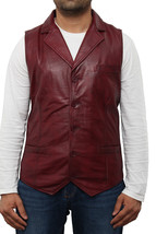 Burgundy Orignal Waistcoat Button Western Vest Coat Jacket Leather Lambs... - $2,143.75 MXN+