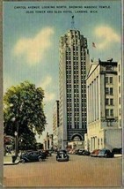 Hotel Olds,Masonic Temple,Olds Tower Lansing,Michigan Linen Postcard - $8.58
