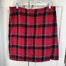Eddie Bauer Womens Scottish Tartan Plaid Wool Blend Skirt Size 8 Red Lined - $19.79