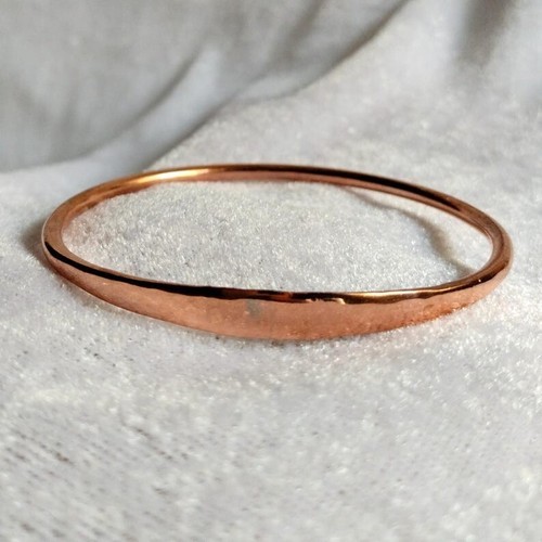 Hammered Copper Bracelet / Bangle 2.75" washed / plated pillow puffy vintage Item image 12
