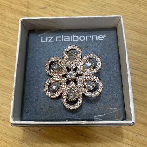 NEW Liz Claiborne Rose Gold Tone Brooch Fashion Jewelry Art Deco  KG JD - $9.89