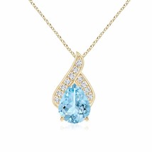 Authenticity Guarantee 
Solitaire Aquamarine Flame Pendant in 14K Yellow Gold... - £938.65 GBP
