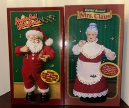Lot Of 2- Vtg 1998 Santa &amp; 2000 Mrs.Claus Dancing Singing &amp;  Retired NEW IN BOX - £62.11 GBP