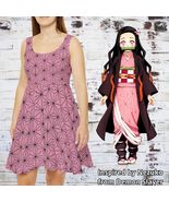 Kawaii Women's Skater Dress, Nezuko Cosplay Demon Slayer Anime Manga Jap... - $46.02+