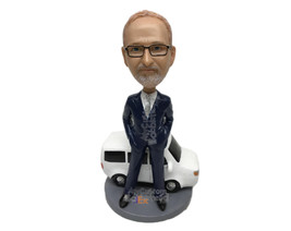 Custom Bobblehead Businessman Dude In Formal Outfit Standing Next To A D... - £132.20 GBP