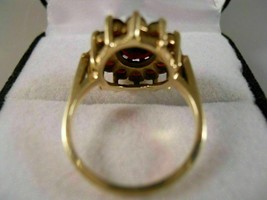 Vintage 14K Gelb Vergoldet Labor Erstellt Granat Boho Blume Ring Damen - £96.26 GBP