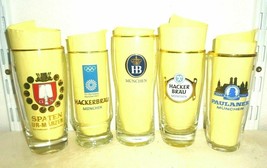 5 Spaten Hacker Hofbrau Hacker Paulaner Munich German Beer Glasses - £15.94 GBP