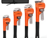 HORUSDY 4 Pack Heavy Duty Pipe Wrench Set, Adjustable 8&quot; 10&quot; 12&quot; 14&quot; Sof... - $53.99