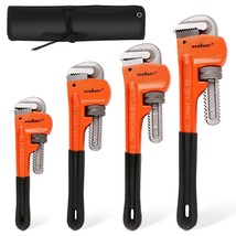 HORUSDY 4 Pack Heavy Duty Pipe Wrench Set, Adjustable 8&quot; 10&quot; 12&quot; 14&quot; Sof... - £43.15 GBP