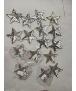 Sequin Star Silver Set Of 16 Embellishments 4X4in Patches - $9.50