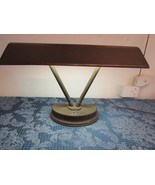 Vintage Art Deco Bankers Desk Lamp Bronze Colored Metal w/ Decorative Pi... - £98.97 GBP