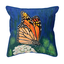 Betsy Drake Monarch &amp; Flower Large Indoor Outdoor Pillow 18x18 - £36.90 GBP