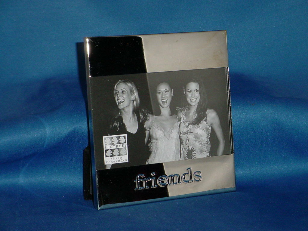 PICTURE FRAME Friend Themed Silver Gray Metallic Frame fits 4&quot; x 6&quot; photo - $5.93