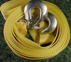 2 inch by 20 Foot TOW STRAP w/ 2 HOOKS 10,000 pound lb Capacity rope cab... - $17.99