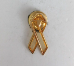 Vintage Awareness Ribbon Gold Tone Lapel Hat Pin - $6.31