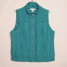 Christopher &amp; Banks Womens Puffer Vest Large Teal 100% Polyester full zip - £14.89 GBP