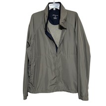 Eddie Bauer Mens Windbreaker Jacket Gray XL Full Zip Embroidered Hoodie Pockets - £22.10 GBP