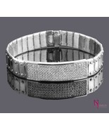 3 Ct Men&#39;s ID Screw Link Diamond Bracelet 14k White Gold Handmade 57.9 g... - $319,747.48 MXN