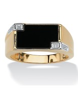 PalmBeach Jewelry Men&#39;s Onyx Ring Gold-Plated Sterling Silver - £95.08 GBP