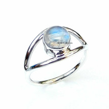 Moonstone Round Gemstone Solid 925 Sterling Silver Birthstone Ring Jewelry - $11.83+