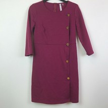 NY Collection Womens Petite XS Cranberry Gold Button Down 3/4 Sleeves Dress NEW - £21.72 GBP