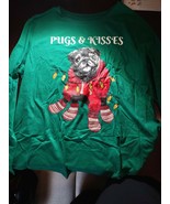 1X Pugs &amp; Kisses Green Shirt Long Sleeve - $20.30 CAD