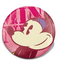 Disney Minnie Mouse Pink Souvenir Button Pin 3&quot; Disneyland  - £6.04 GBP