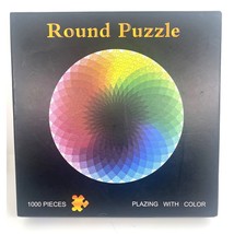 Jigsaw Puzzle 1000 Pieces Round Playing with Color Rainbow Color Spectrum - £10.37 GBP