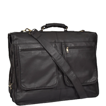 DR315 Genuine Luxury Leather Suit Garment Dress Carriers Black - £192.88 GBP