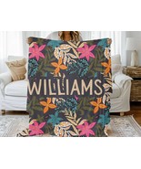 Personalized Jungle Forest Velveteen Plush Blanket Custom Name Cozy Thro... - $42.67 CAD