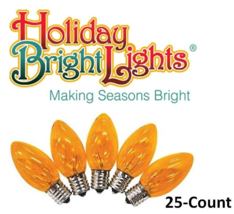 Christmas Incandescent Bulbs C9 Orange 25-ct, Holiday Bright Lights BU25... - $9.89