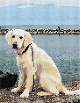 Pepita Needlepoint Canvas: Dog at River, 7&quot; x 9&quot; - $50.00+