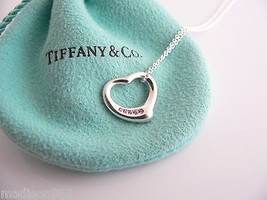 Tiffany &amp; Co Peretti Silver 5 Pink Sapphires Heart Necklace Pendant Chain Gift - £352.18 GBP